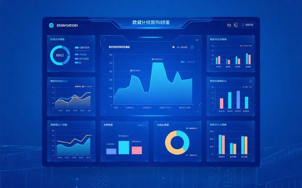 科技感十足的数据平台界面，蓝色渐变